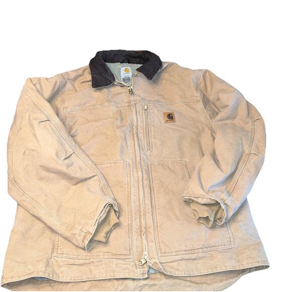 Carhartt Sherpa Fleece Lined Brown Work Chore Coat Jacket RN 14806 Size XXL